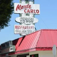The Monte Carlo and Pinocchio Restaurant neon sign in Burbank